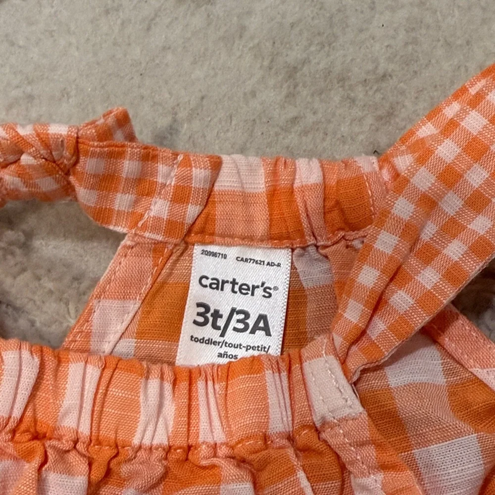 Carter's Orange & White Gingham Peplum Top